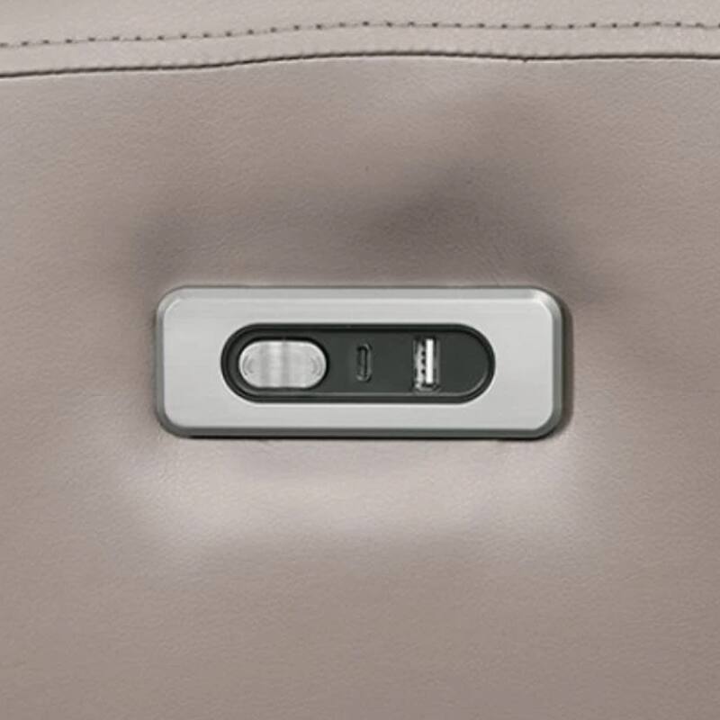 Sily Power Recliner Sofa, Light Brown Faux Leather, 81 Inch, USB Ports