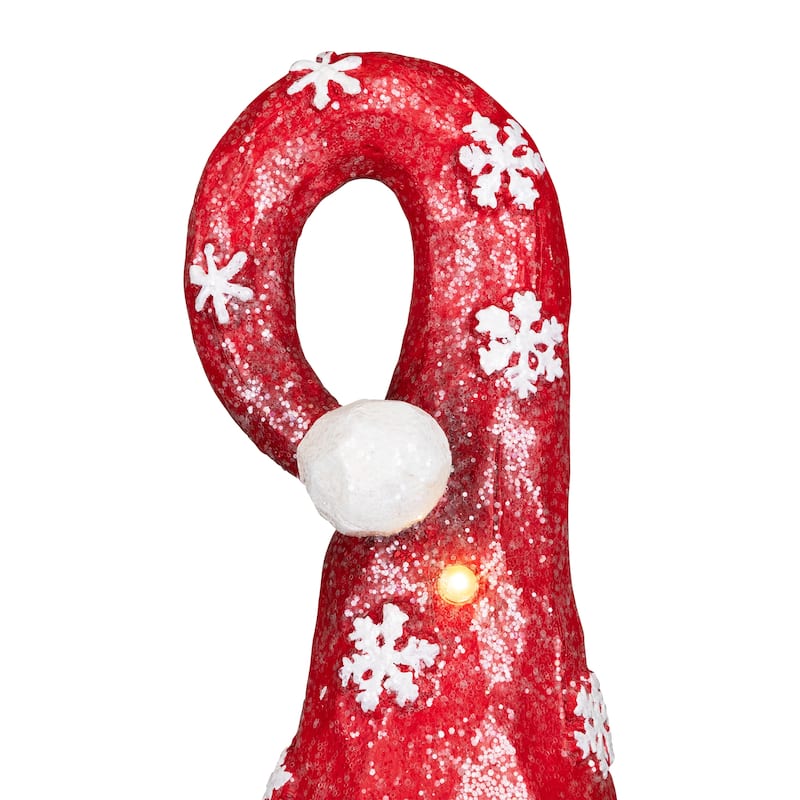 Gnome in Lighted Hat Holding Cardinal Christmas Decoration - 20" - LED Warm White Lights