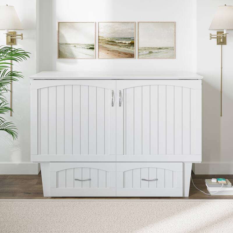 Nantucket Murphy Bed Chest with Mattress and Built-in Charging Station