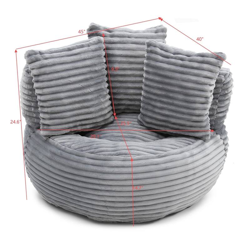 Oversized High Back Bean Bag Couch Chair Living Room Bedroom Office - Grey