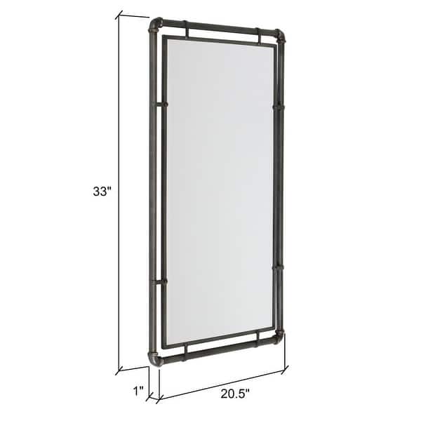Morse Rectangular Industrial Grey Metal Bathroom Vanity Wall Mirror (Set of 2) - 33"H x 20.5"W x 1"D (Per Mirror)
