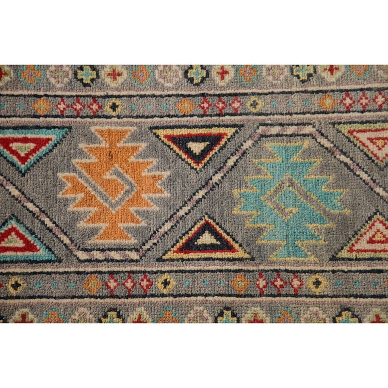 All-Over Kazak Area Rug Hand-Knotted Wool Carpet - 6'9" x 9'8"