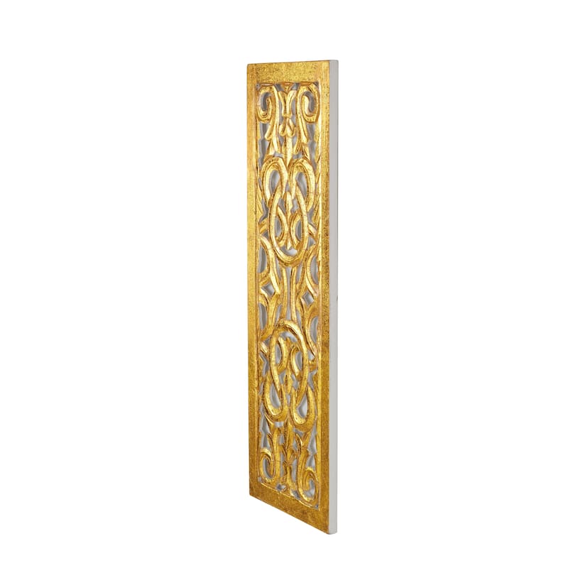 Wooden Scroll Intricately Carved Arabesque or Floral Carved Acanthus Home Wall Decor - Gold or Brown Roche River Décor