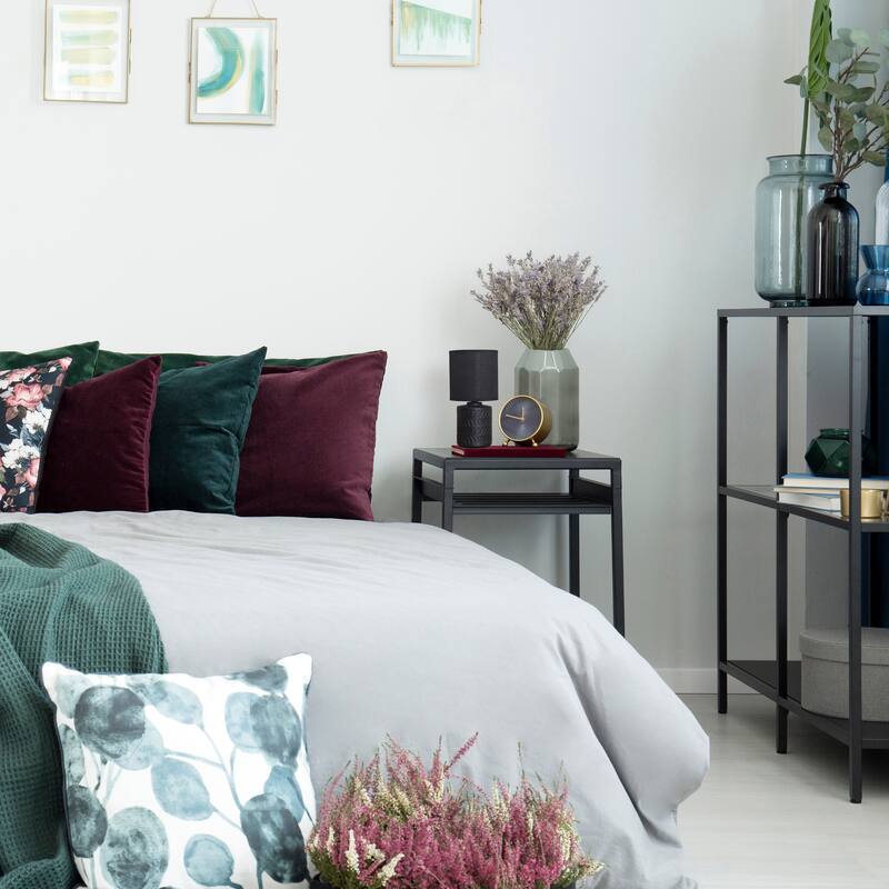 Floral Textured Ceramic Table Lamp with Drum Shade - 10" - Black