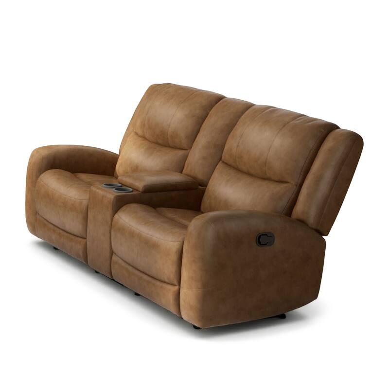 Furniture of America Rhea 3-Piece Brown Leather Reclining Sofa Set