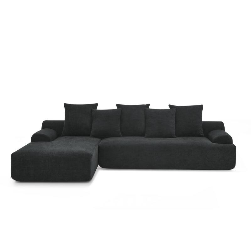 110" Modern L-Shape Modular Sectional, Melange Velvet, Easy Assembly