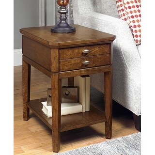 Wood Veneer End Table with Reverse Pattern Top