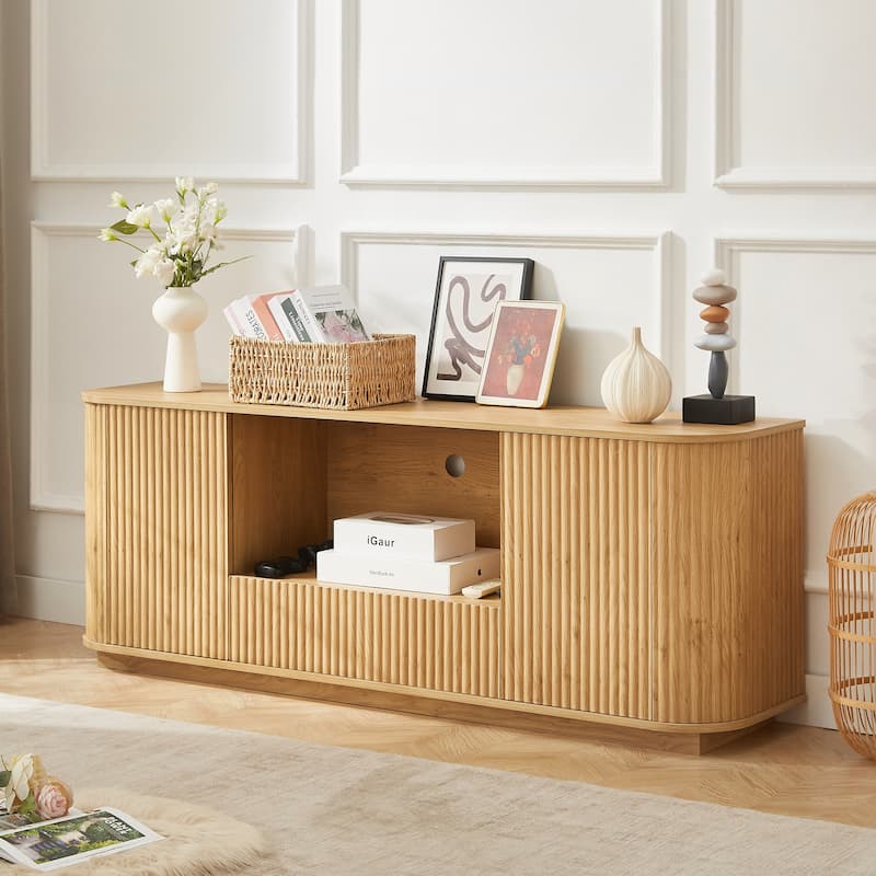 64 Inch Wavy TV Stand, Rounded Sideboard