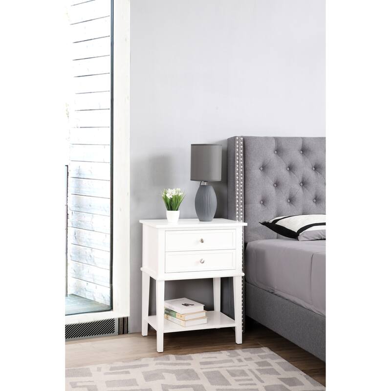 Modern 22-in Metal Hand Holder 2-Drawer Wood Nightstand with Shelf