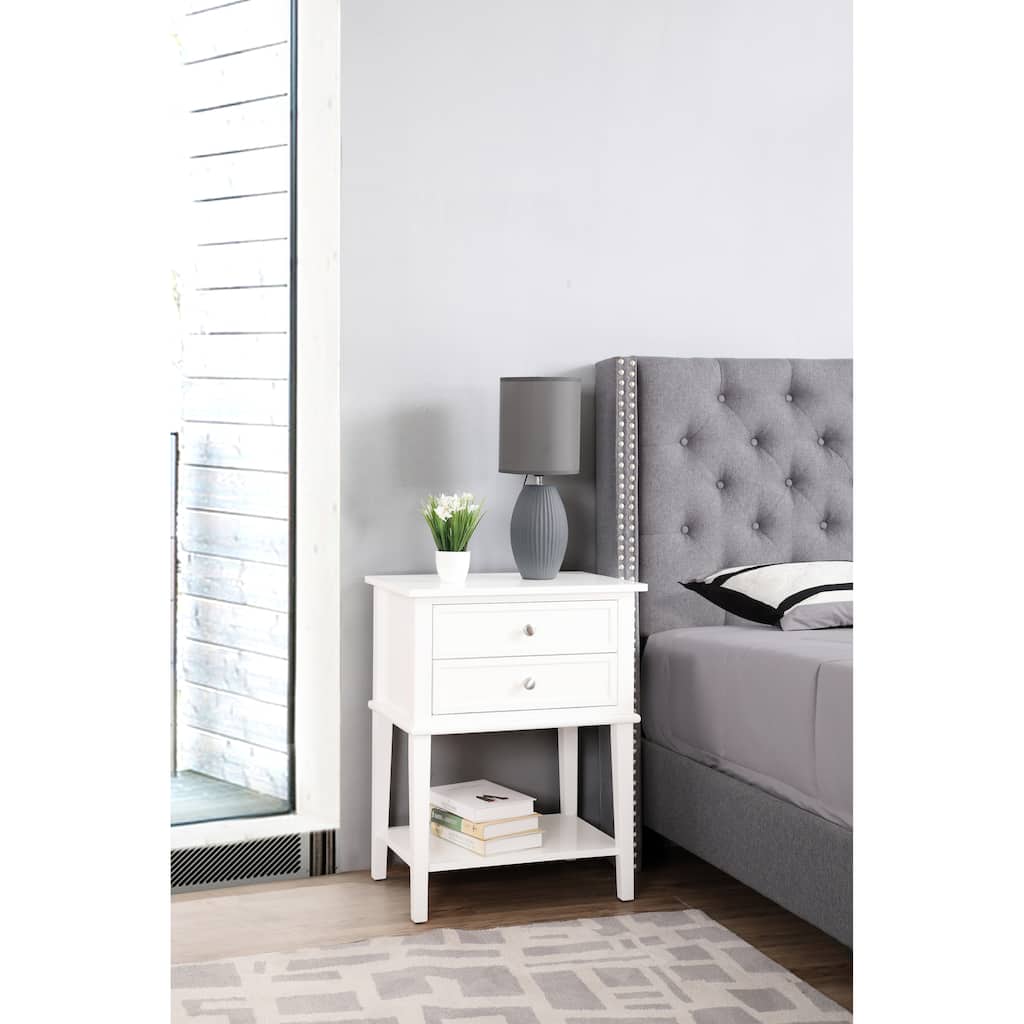 White Nightstand 28x22x16 Contemporary Bedside Table with Open Shelf Storage, Sleek Modern Accent for Bedroom or Office