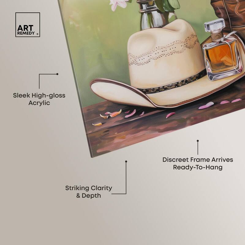 Spring Green Cowboy Necessities Acrylic by Art Remedy, Ready to Hang