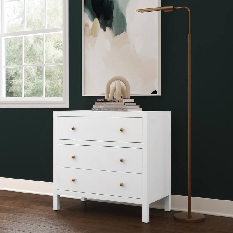 Nora 3-Drawer Wood Dresser - White