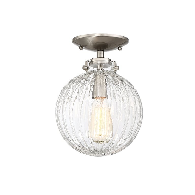 Bellevue Single Light 8" Wide Semi-Flush Globe Ceiling Fixture
