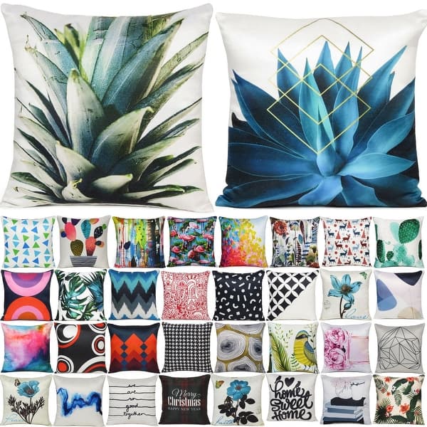 slide 1 of 90, Home Decorative Luxury Soft Cushion Covers with Zippered Digital Printing Single Pillow Cases for Home Dorm Couch Bed (18x18)