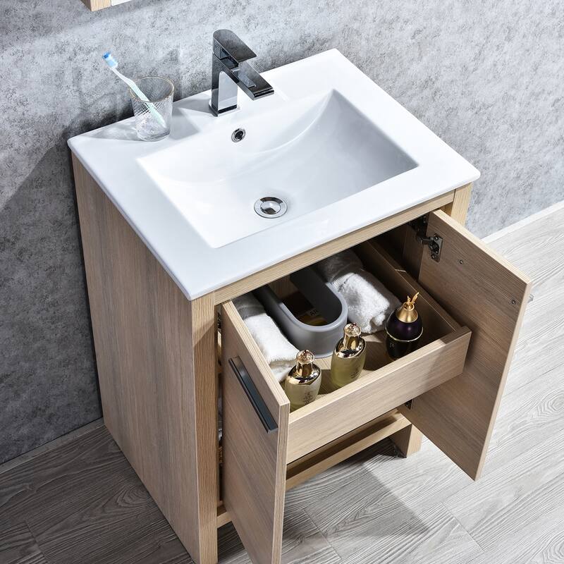 Solid Wood Bathroom Vanity with Mirror Medicine Cabinet