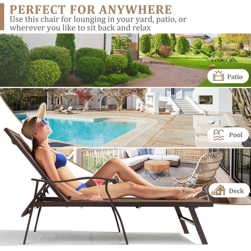 VredHom Outdoor Aluminum Adjustable Chaise Lounge (Set of 2)