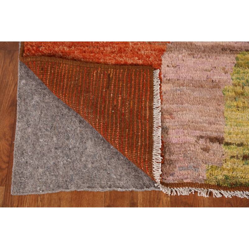 Orange Moroccan Area Rug Hand-Knotted Oriental Wool Carpet - 6'7" x 9'9"