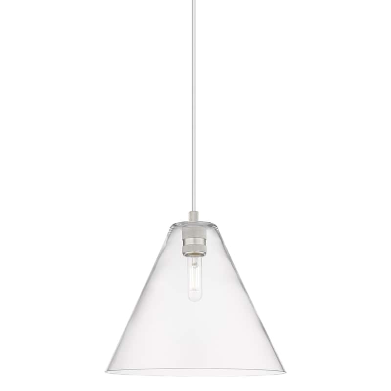 Innovations Lighting 434-1P-11-12 Crown Point Pendant Cone Crown Point - Satin Nickel / Clear
