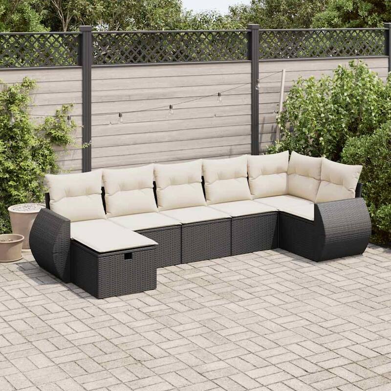 vidaXL Garden Sofa Set Beige/Black/Brown/Grey