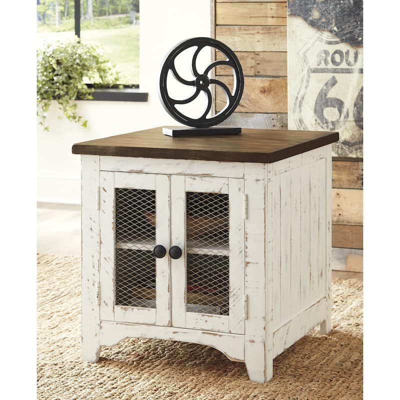 Signature Design by Ashley Wystfield Brown/White Coffee Table with 2 End Tables - 36" W x 36" D x 18" H