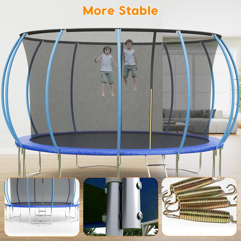 16FT Trampoline, Recreational Trampolines with Enclosure Net and Ladder