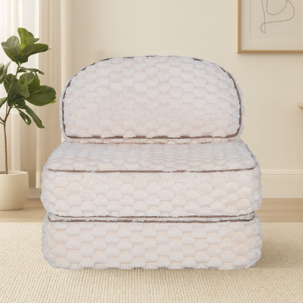 3-in-1 Convertible Sofa Bed Soft Fuzzy Fabric