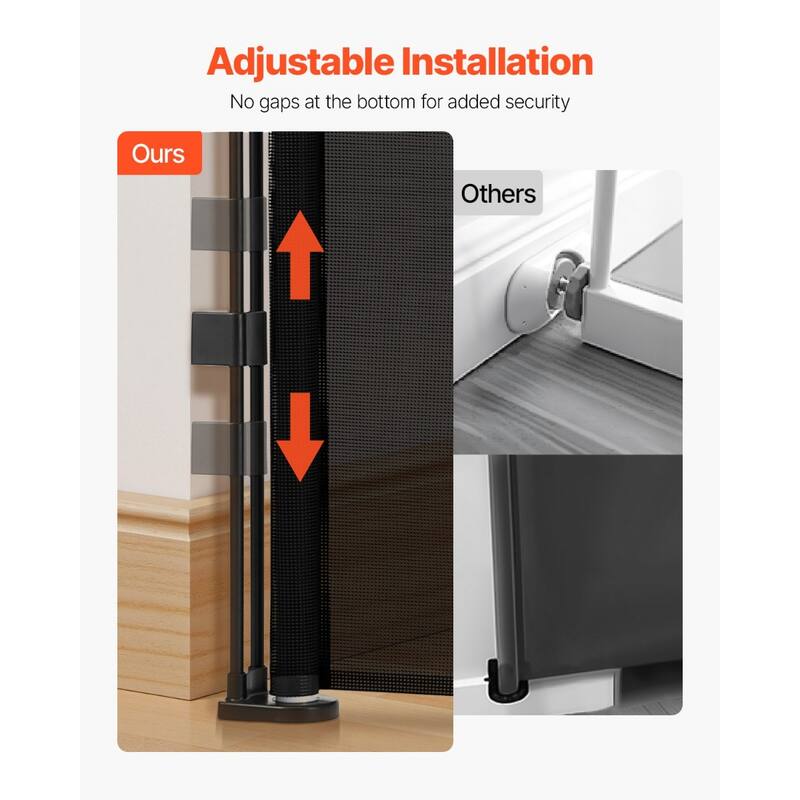 Retractable Baby Gate with Secure Mesh Design and One-Handed Operate Adjustable for Various Spaces