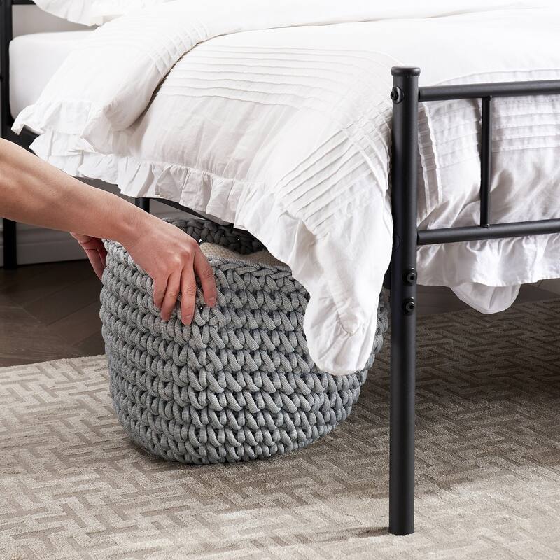 VECELO Metal Platform Bed Frame with Headboard & Footboard, Steel Slats Mattress Foundation, No Box Spring Needed