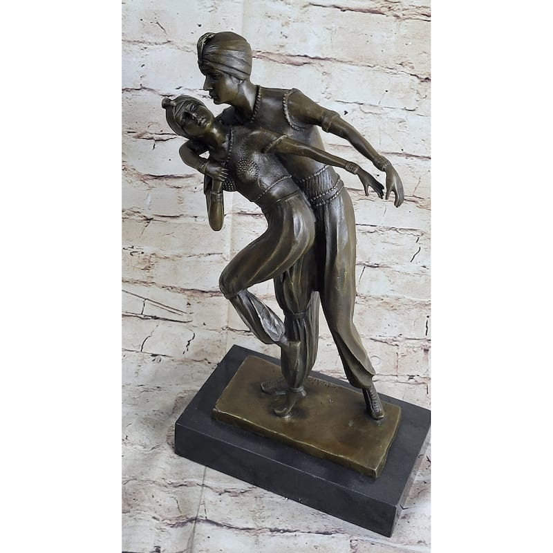 Signed Original Persian Dancers Bronze Sculpture Statue Hot Cast Art Deco Figure