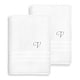 preview thumbnail 12 of 27, Authentic Hotel and Spa Omni Turkish Cotton Terry Set of 2 White Bath Towels with Grey Script Monogrammed Initial White/V