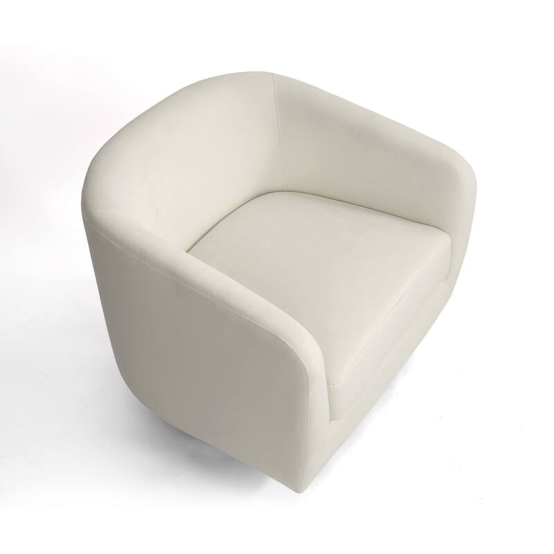 Velvet Low-Back Barrel Chair 360° Swivel Accent Armchair