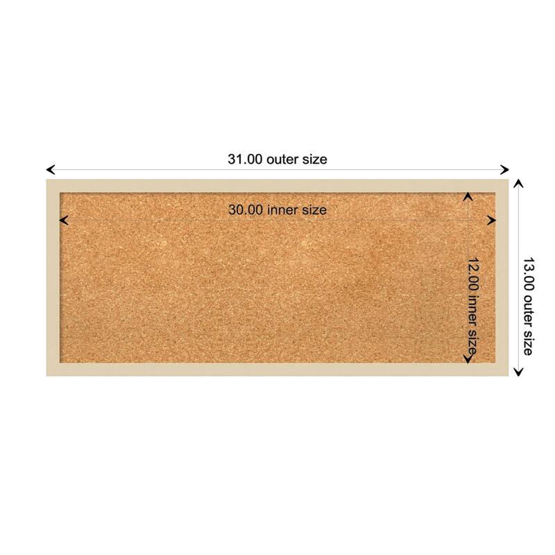 Svelte Wood Framed Natural Corkboard Bulletin Board - Svelte Natural - Board Size 30x12