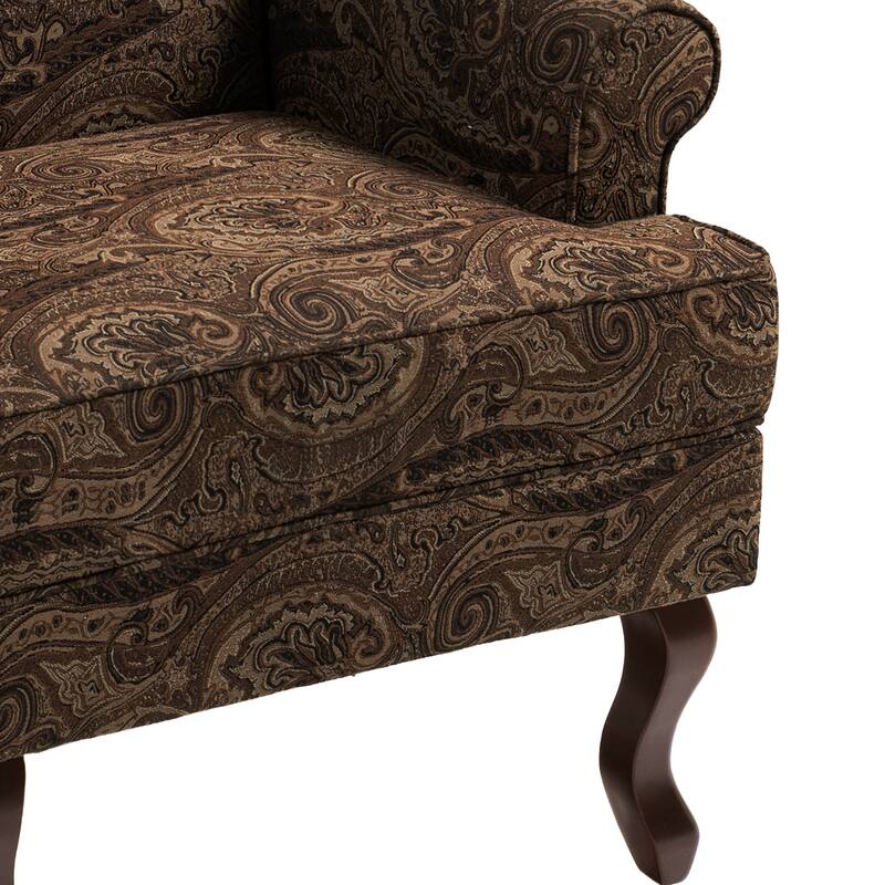 2 Set Traditional Rolled Arm Wing Back Accent Chair