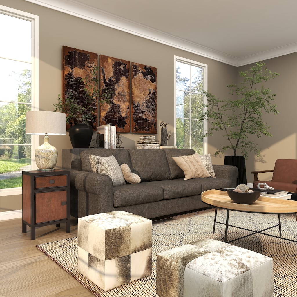 Dark Brown Wood Square 1 Door and 1 Drawer Room Cabinet with Black Frame