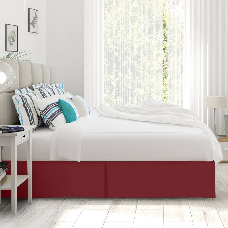 Clara Clark Pleated Bed Skirt-14 inch Tailored Drop - Soft Double Brushed Premium Microfiber Ruffle Bed Skirt - Includes 8 Pins