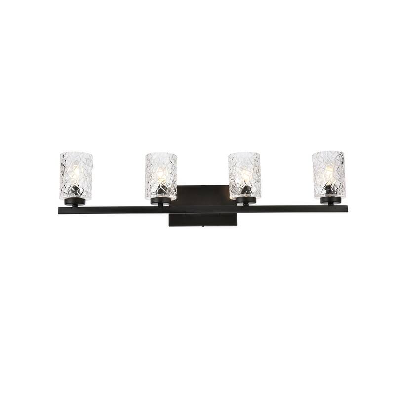 Cara 4 Light Bath Sconce with Clear Shade - Black