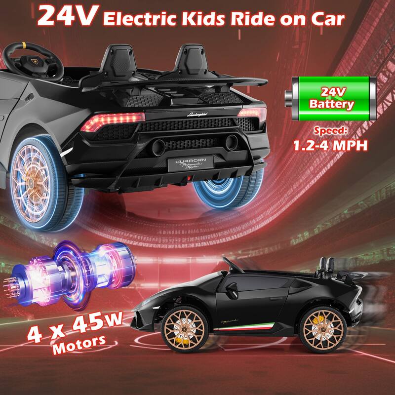 24V Battery Powered Ride-On Toy Car for Kids 3-8 with Parental Remote and Adjustable Speed - 54" x 31.5" x 19.5" (L x W x H)