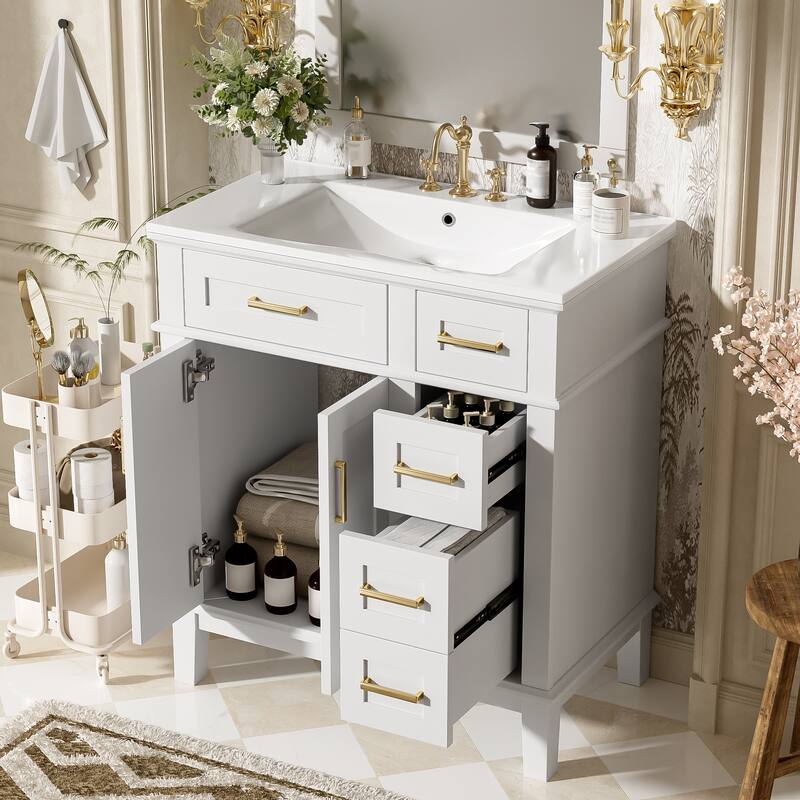 30" Bathroom Vanity with Ceramic Sink
