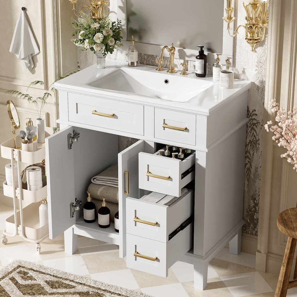 30" Bathroom Vanity with Ceramic Sink