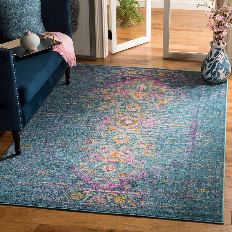 SAFAVIEH Madison Harda Vintage Boho Oriental Rug - 8' x 10' - Blue/Fuchsia