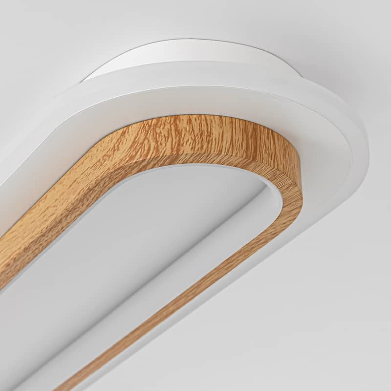 44" 1-Light Modern Rustic Wood Color Oval Acrylic Integrated LED Flush Mount Ceiling Light for Living Room & Bedroom