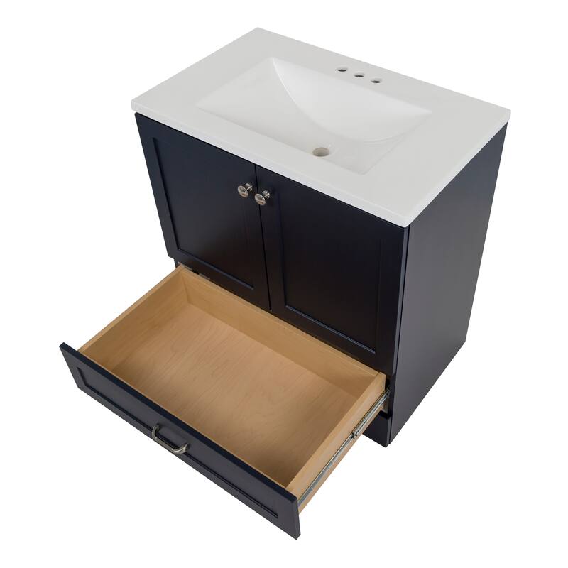 Spring Mill Cabinets Emlyn 30.5" Bathroom Vanity With Drawer and White Sink Top