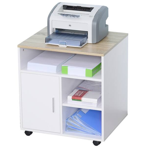 Shop Homcom Printer Stand Multipurpose Moveable Filing Cabinet With Ample Inner Storage Space 4 Easy Rolling Wheels On Sale Overstock 31691160