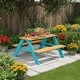 preview thumbnail 1 of 11, Teamson Kids Outdoor Wooden Picnic Table with Bench Set for Toddlers Play and Snacks in Aqua and Natural Finish Blue