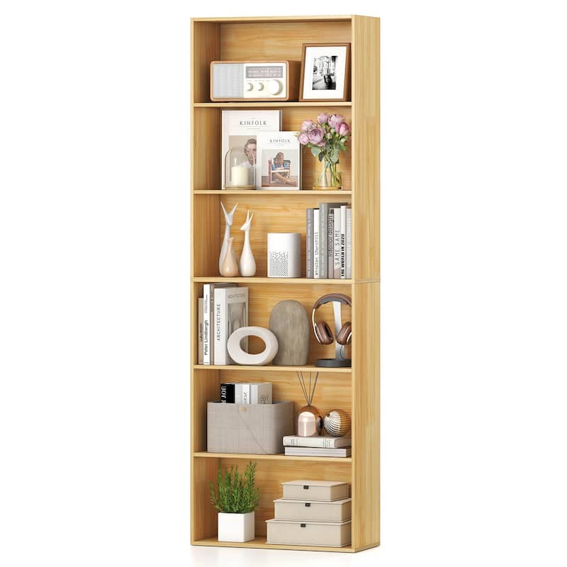 Costway 70" Tall 6-Tier Bookcase with 6 Open Shelves Anti-Toppling - See Details