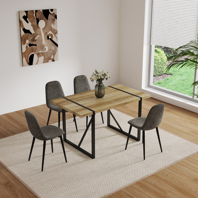 Set of 4 Modern Upholstered Dining Accent Chairs with Metal Legs