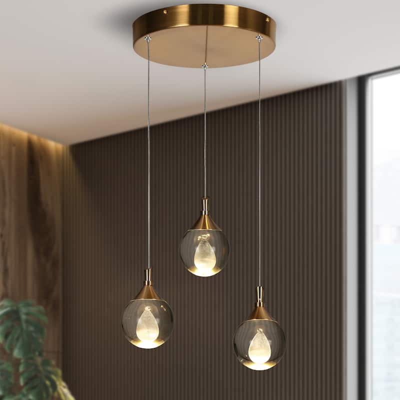 Modern 3-Light LED Chandelier Island Lights for Kitchen Island - Dia. 13.8" x H 6"