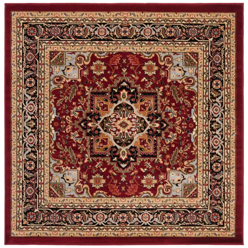 SAFAVIEH Lyndhurst Feryal Traditional Oriental Medallion Rug - 8' Square - Red/Black - Square