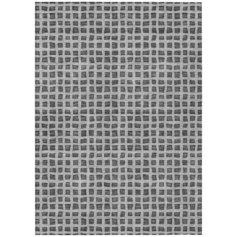 Machine Washable Indoor/ Outdoor Chantille Squares Rug
