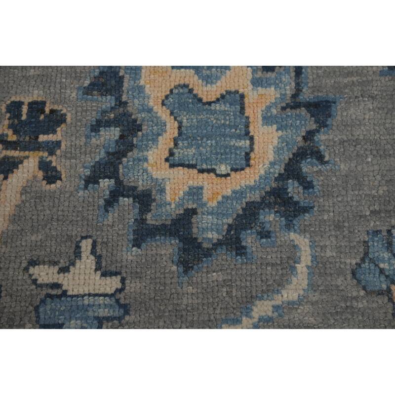 Hand Knotted Oriental 100% Wool Carpet Transitional All-Over Greys & Charcoal Oushak Area Rug - 11' 7'' X 7' 11''